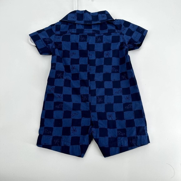 CARTER'S Checkerboard Blue and Navy Romper Newborn - Picture 4 of 4